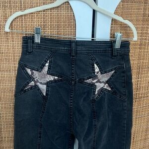 Free People Black and Snakeskin Star-Patterned Women's Jeans